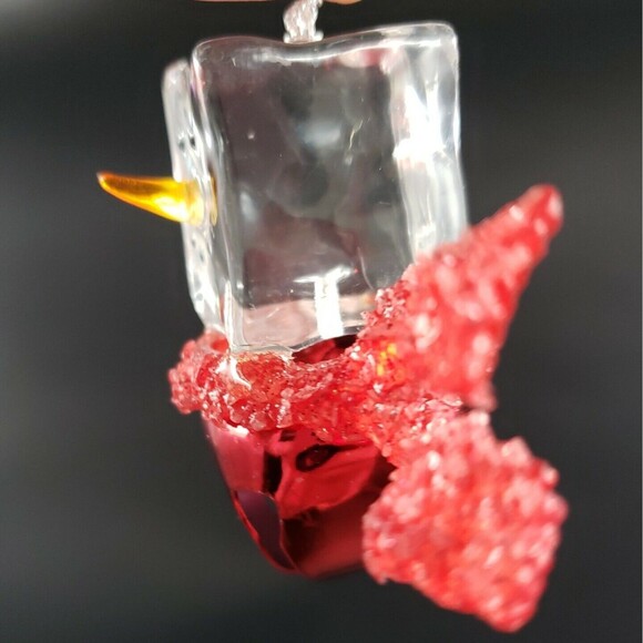 Jingle Bell Snowman Christmas Ornament Clear Acrylic Ice Cube Cannon Falls Vtg - Picture 9 of 14